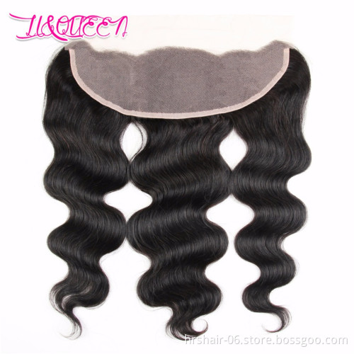 human hair wigs cuticle aligned Indian human hair black body wave 13x4 closure
